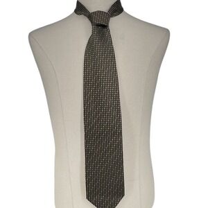 Daniel‎ De Fasson Mens Silk Tie Gray Yellow Geometric Dotted Wide 4"x58"